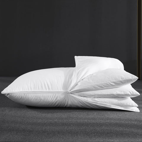Three Geese goose feather pillow zipper closure for easy insert addition and height tuning