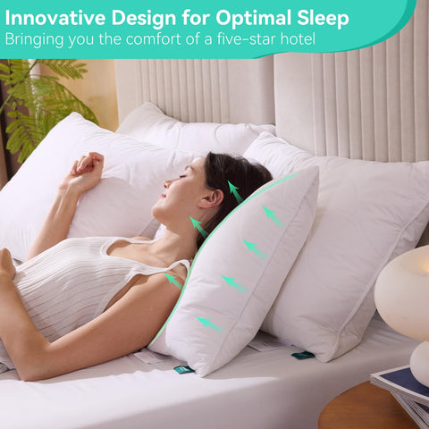 Three Geese pillow-3-chamber-core-closeup reveals feather-down blend for balanced support.
