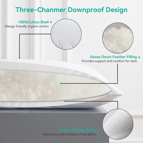 Three Geese pillow-bed-loft-on-bed demonstrates versatile comfort for various sleep positions.