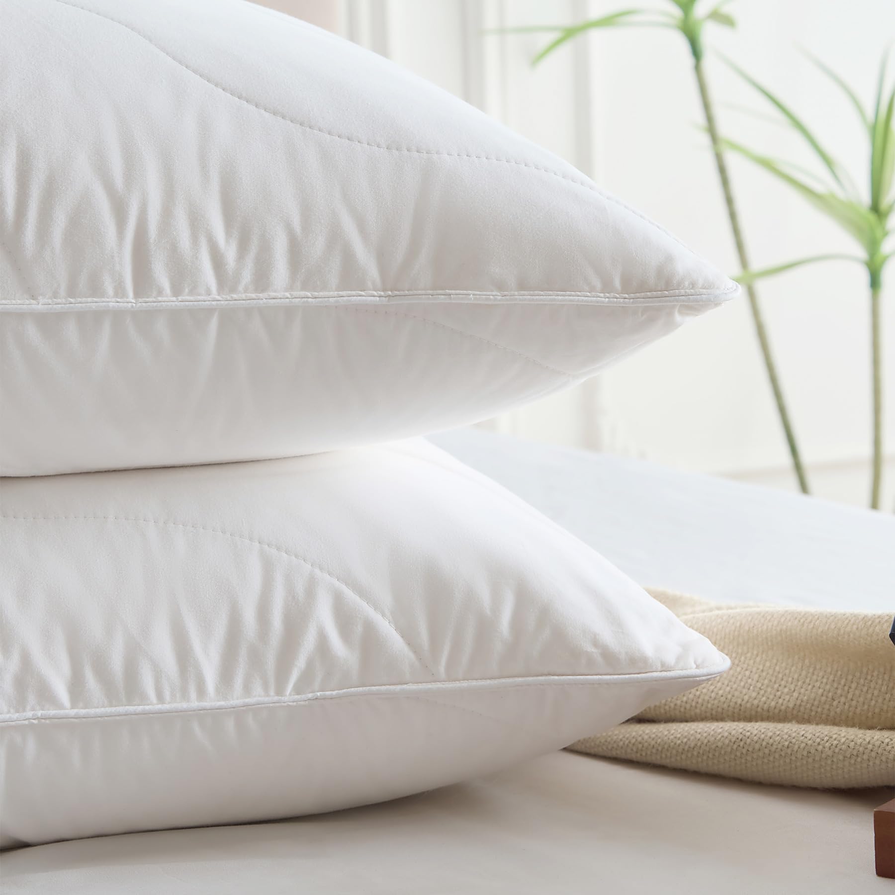 Three Geese pillow-feather-down-detail emphasizes premium fill for lasting loft.