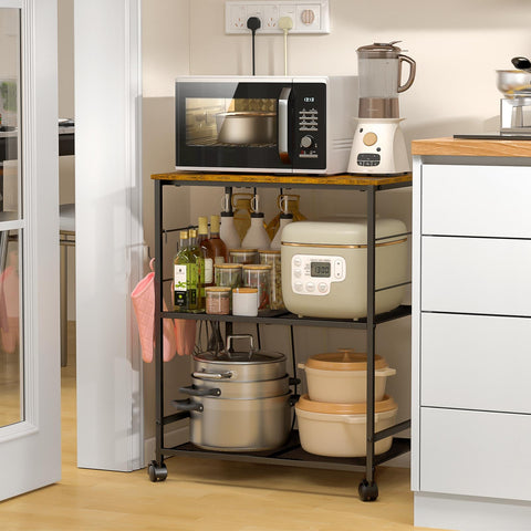 ThreeHio 3-tier kitchen cart storage in stylish home bar organization