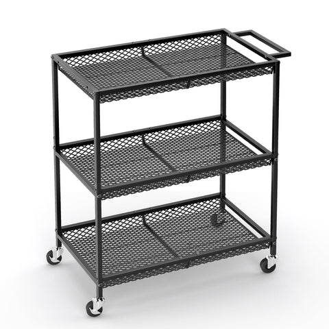 ThreeHio 3-Tier Cart frame close-up shows sturdy metal construction and durability