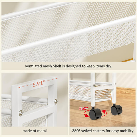 ThreeHio durable metal cart offers sturdy storage in small spaces.