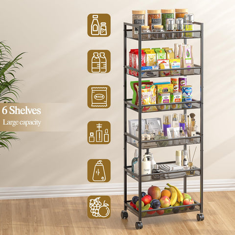 ThreeHio 6-Tier Slim Cart assembling guide with labeled parts.