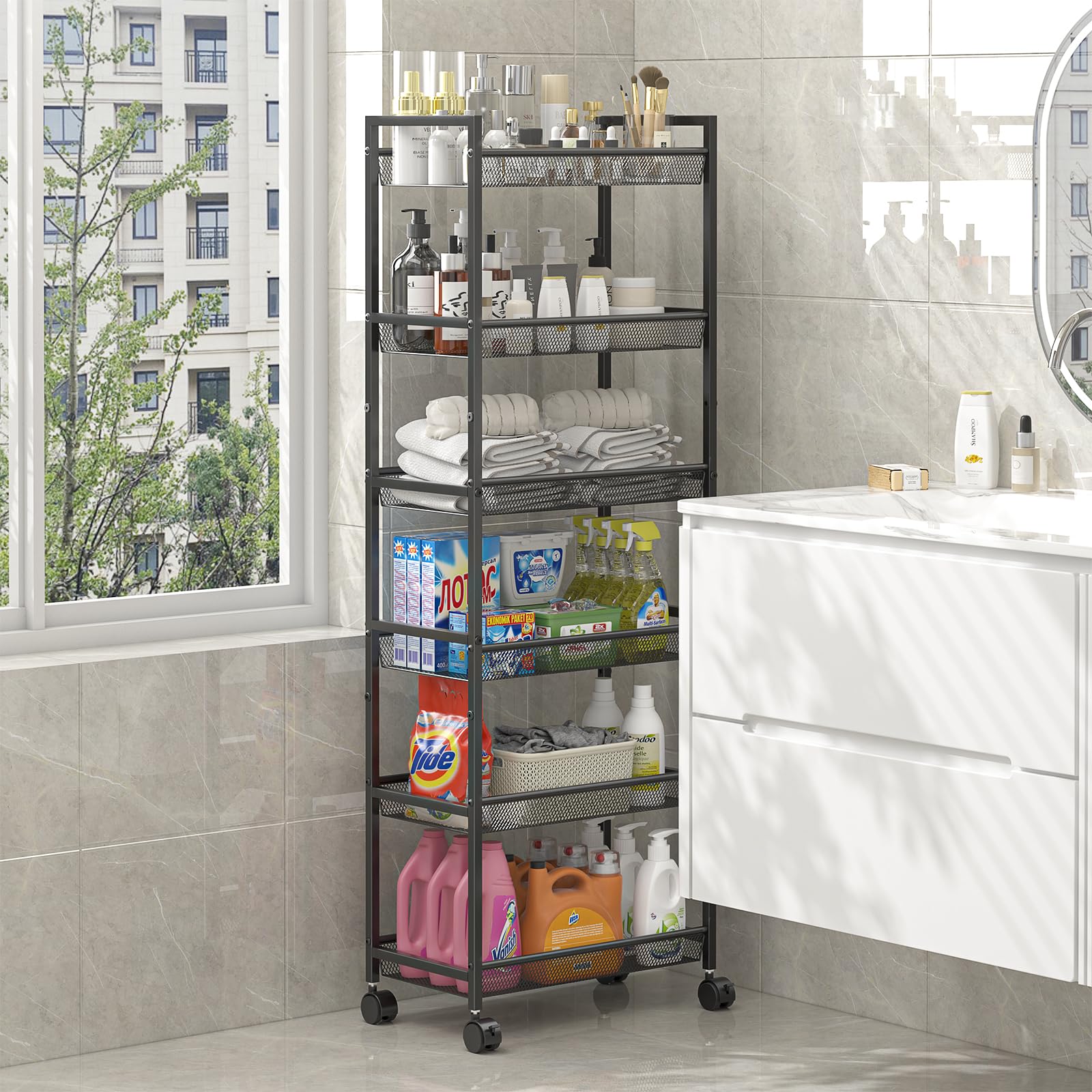 ThreeHio 6-Tier Slim Cart kitchen use for spices.