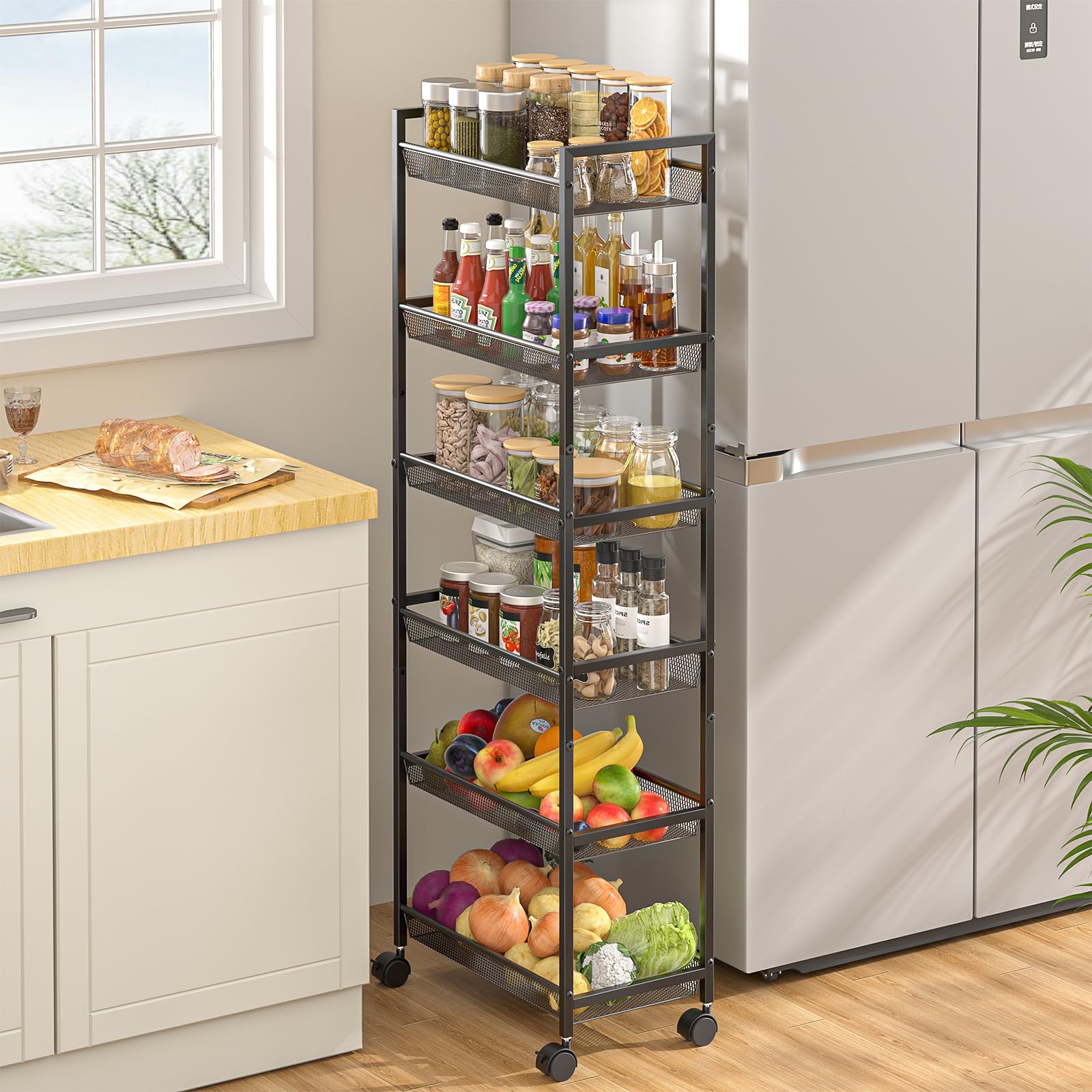 ThreeHio 6-Tier Slim Cart laundry use for towels.