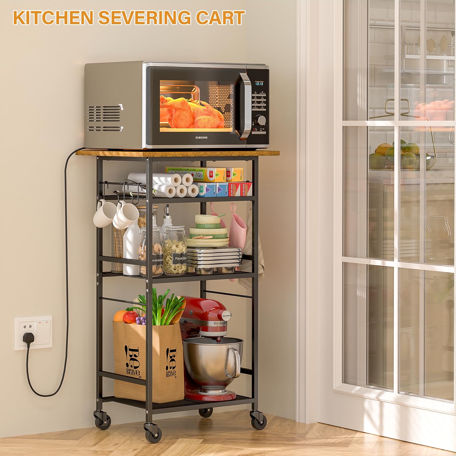 ThreeHio coffee station cart in a living area for beverage organization