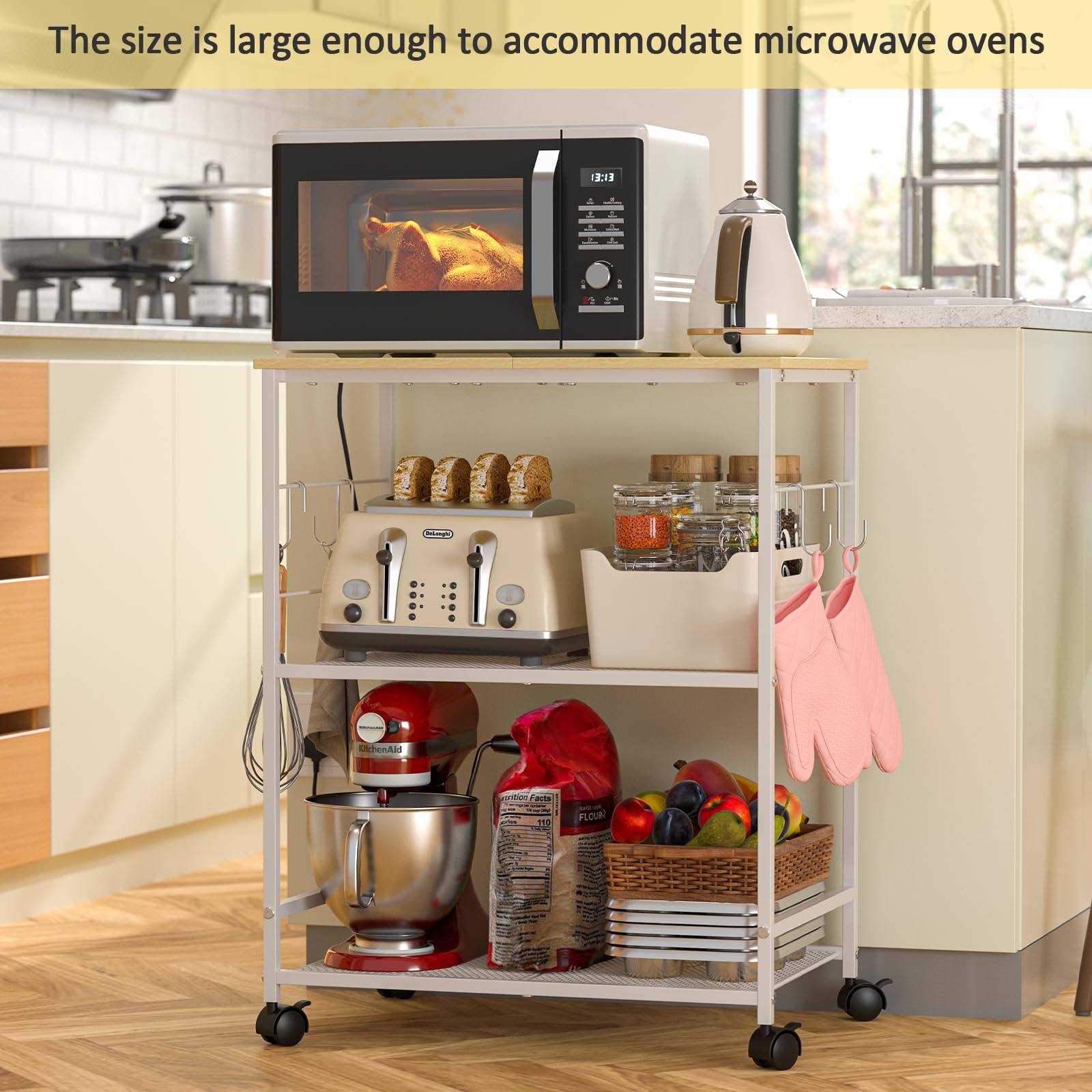 ThreeHio microwave stand is easy to assemble for quick setup.
