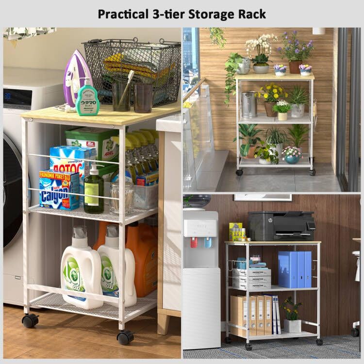 ThreeHio cart fits kitchen, balcony, or living room spaces with style.