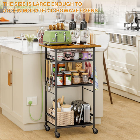 ThreeHio cart with six S-shaped hooks for utensils and towels