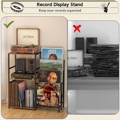 ThreeHio living room vinyl table supports turntable and accessories