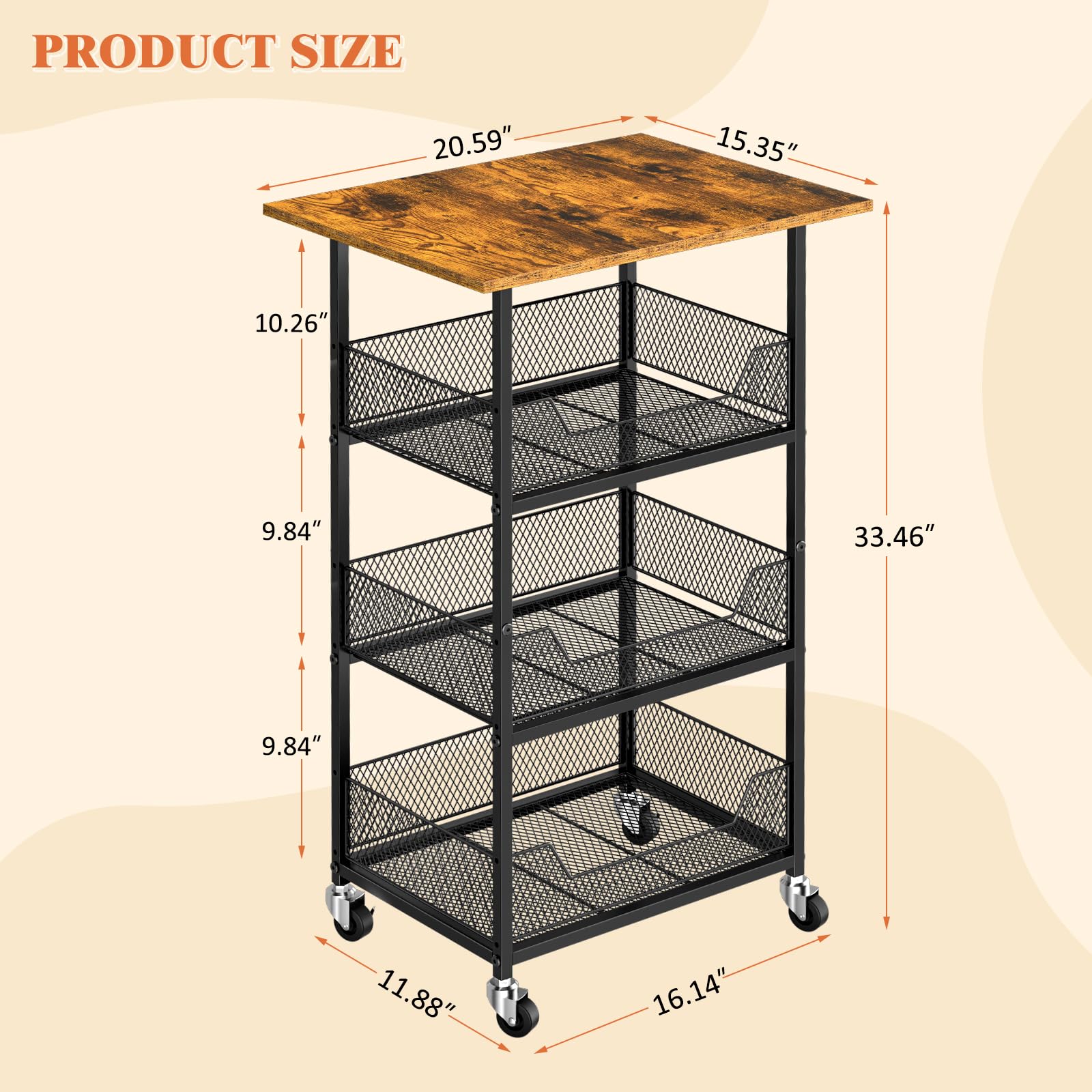 ThreeHio cart perimeter fences prevent items slipping during use.