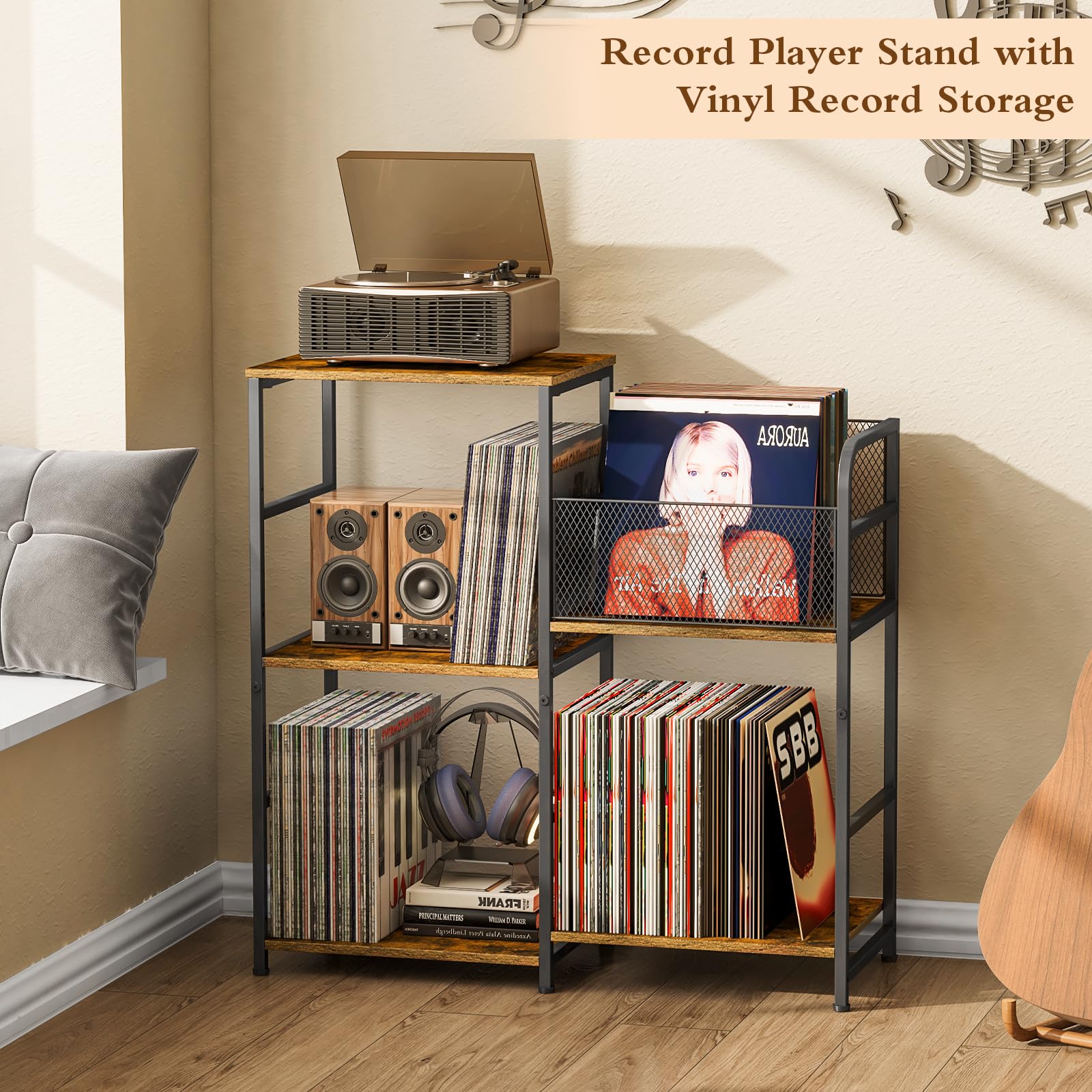 ThreeHio record player stand close up of sturdy construction