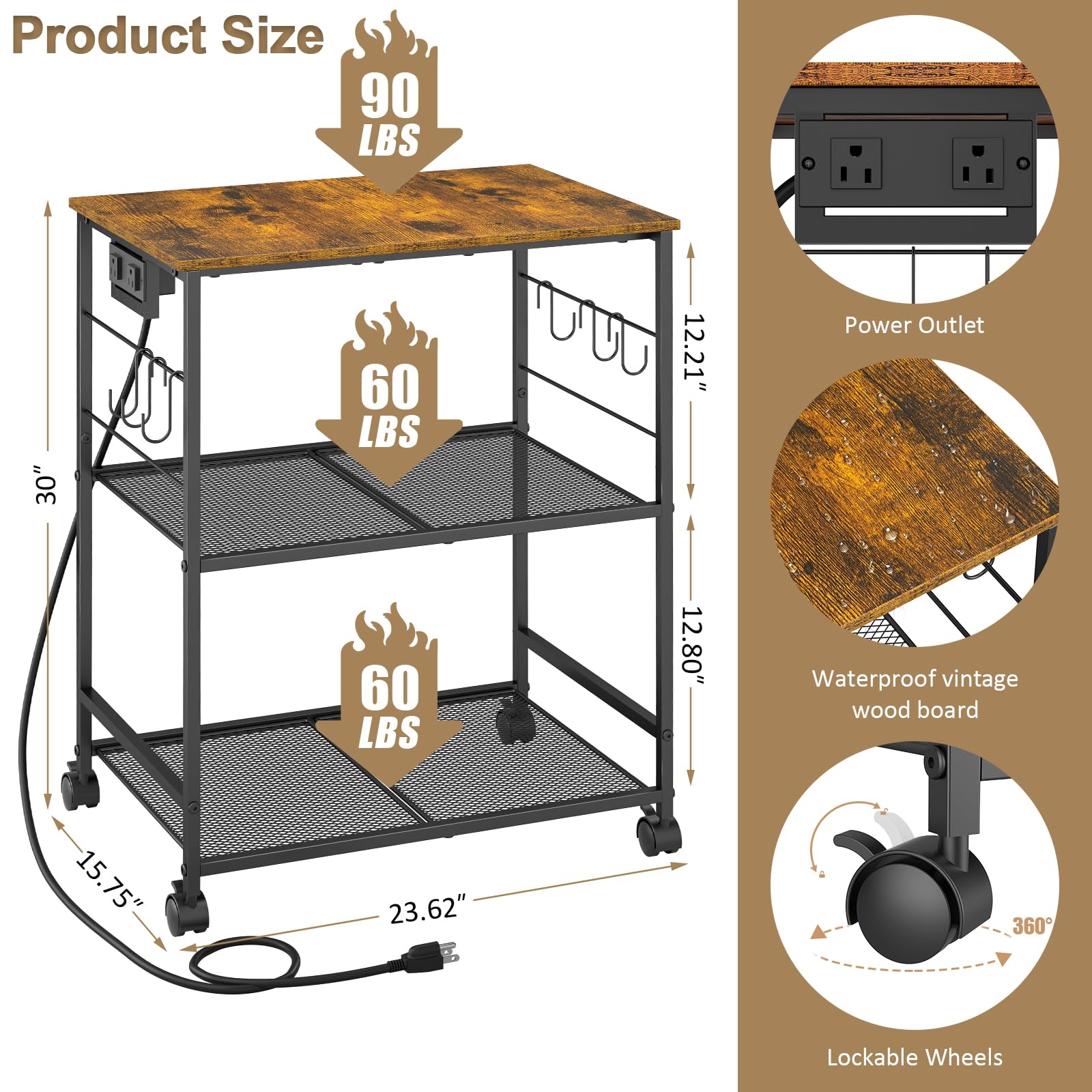 ThreeHio cart wheels lock to keep the station stable during busy tasks