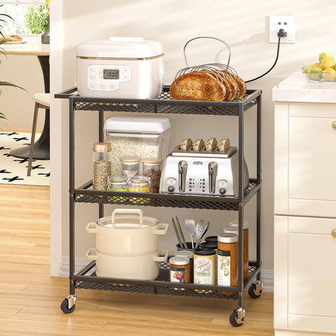 ThreeHio rolling cart wheels with locking brakes demonstrate stable, smooth mobility