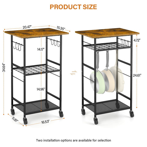 ThreeHio cart with lockable wheels prevents unwanted movement.