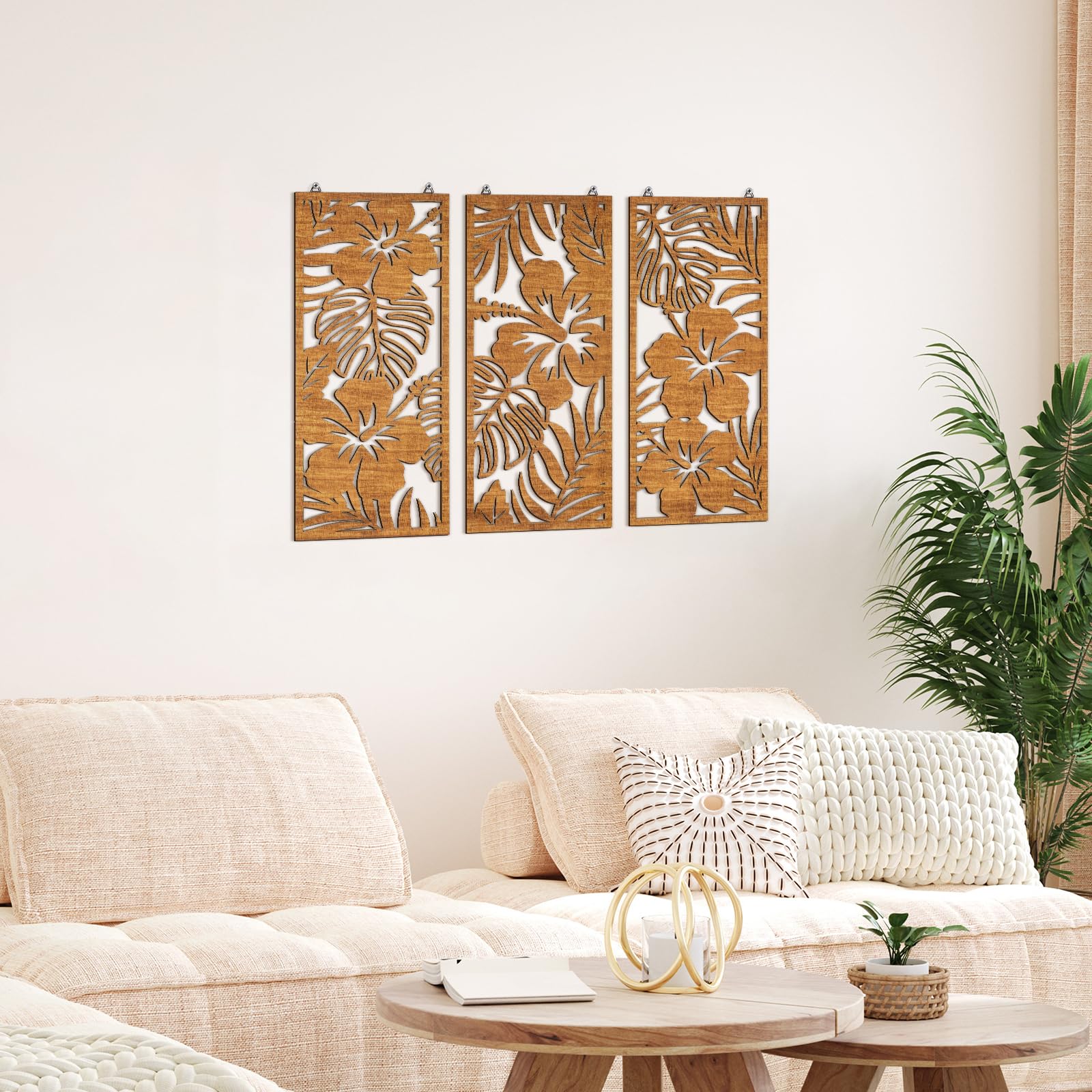 Threehoney palm leaf wall art pieces sized 7.09 x 15.75 inches fit spaces