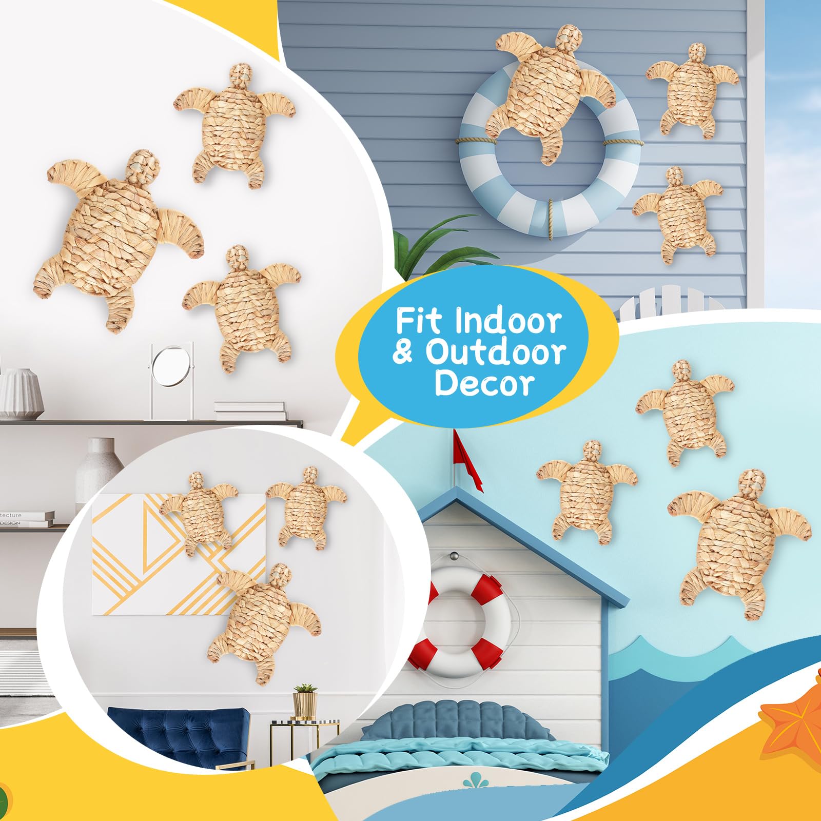 Threehoney turtle decor hanging with rope option demonstrates display versatility