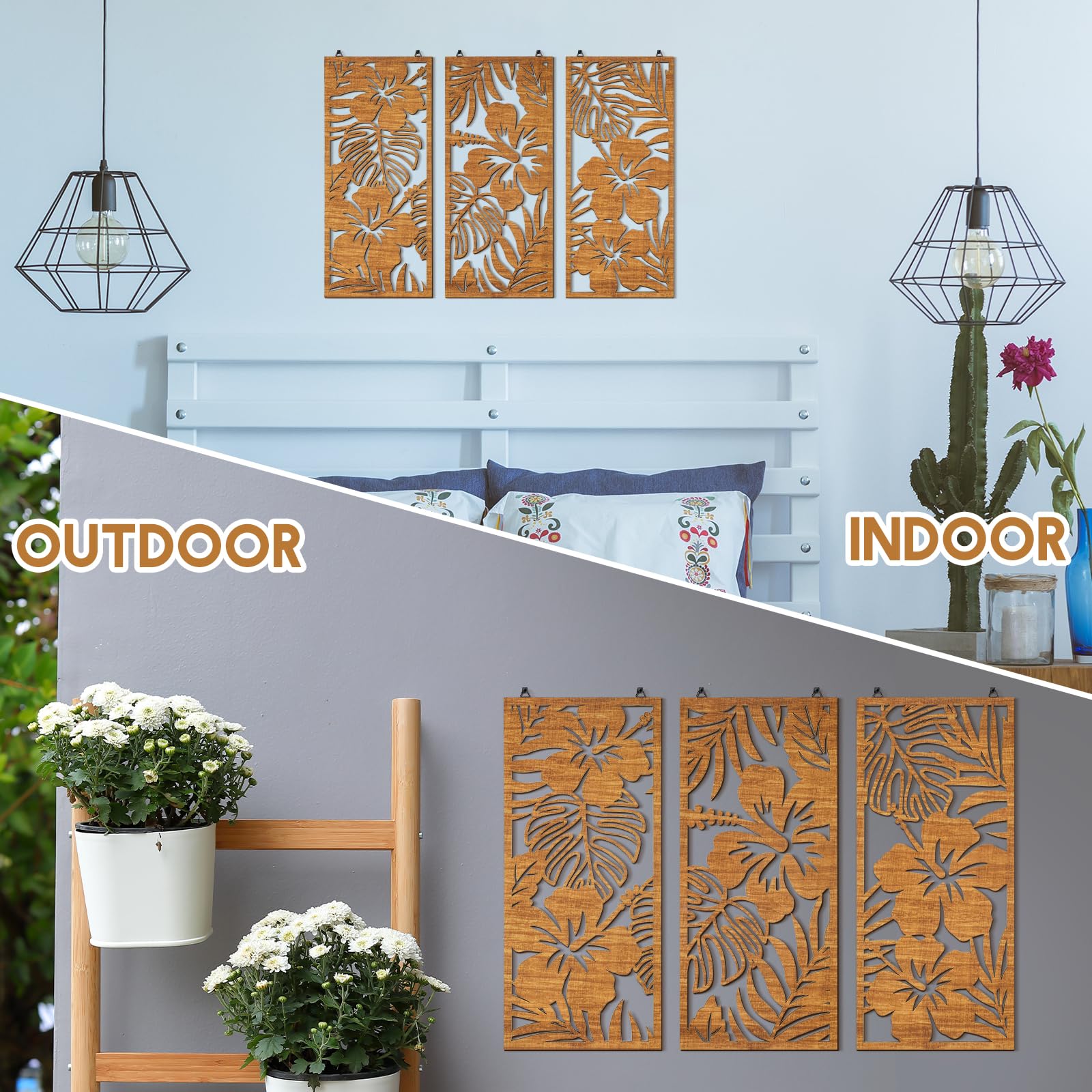 Threehoney wooden wall plaques with built-in hooks for easy hanging