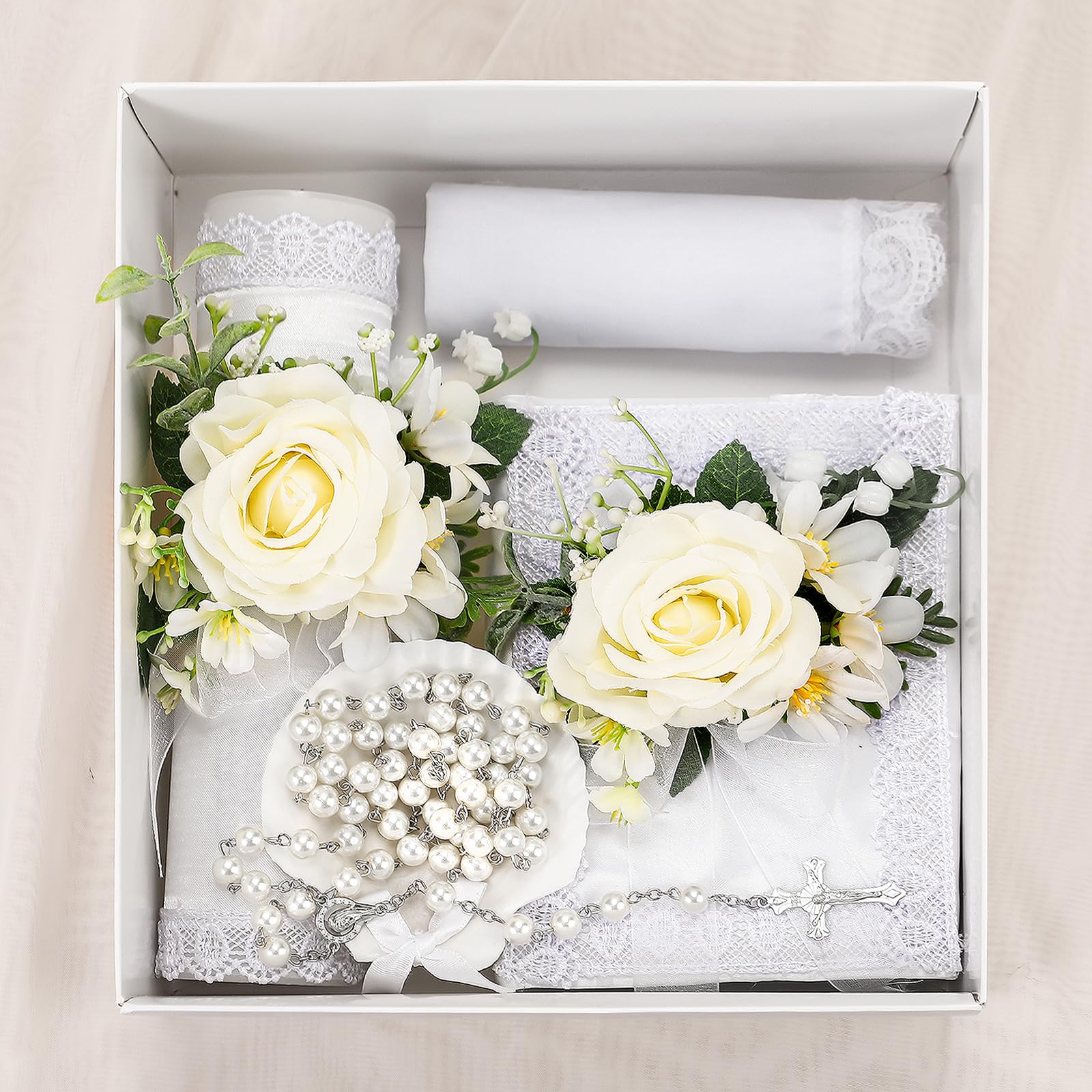 Threlaco baptism bible New Testament with flower adds solemn symbolism.
