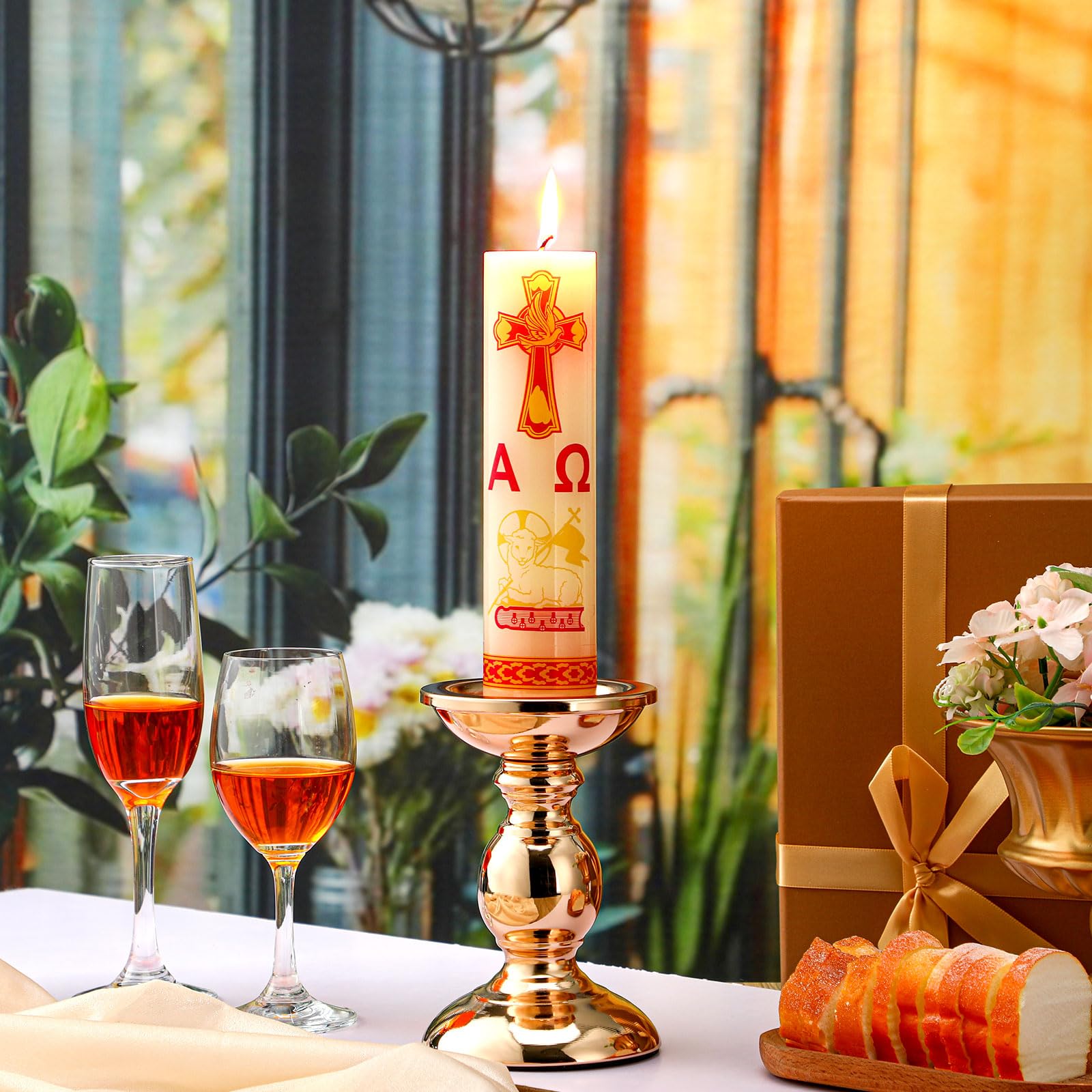 Threlaco church ceremony decor candle enhances sacred space.