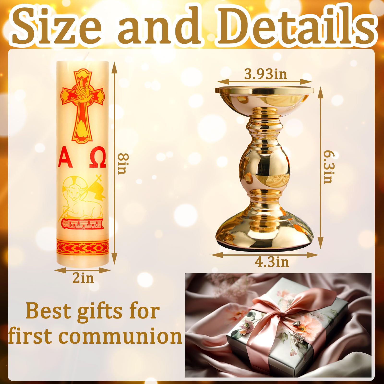 Threlaco Paschal Candle 8x2 inch suitable for small altars.
