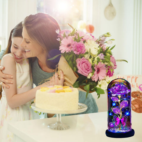 Thrjia rose-in-dome lamp creates a soft glow for mom's space.