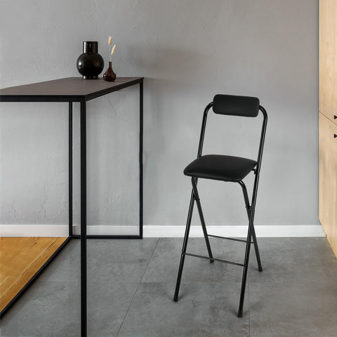 Thyle folding bar stool in cafe-counter setting for compact spaces.