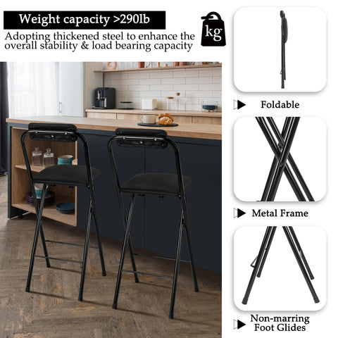 Thyle folding bar stool folded-compact for easy storage.