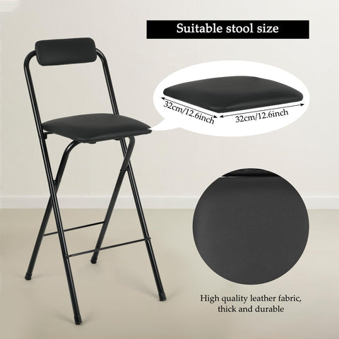 Thyle folding bar stool leather-seat with padded comfort for long sits.