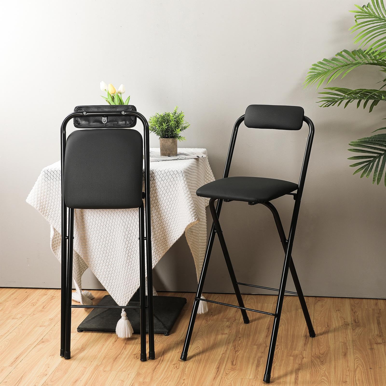 Thyle folding bar stool outdoors, ready for patio gatherings.