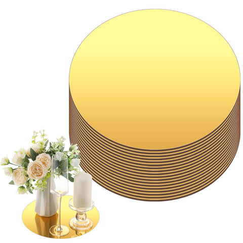 Thyle gold acrylic round mirror ten inch centerpiece brightening tables with warm reflections