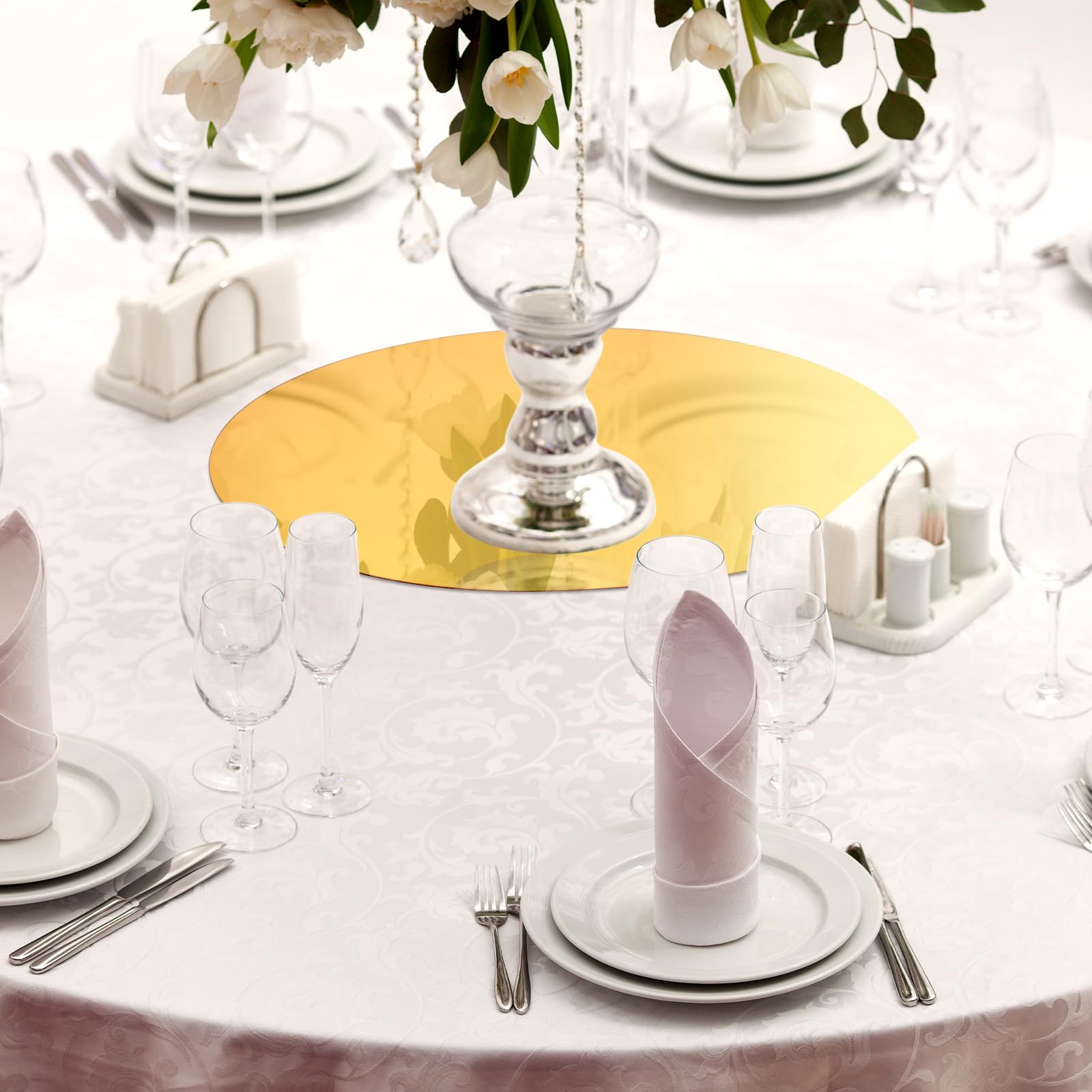 Thyle gold acrylic round mirror ten inch table decor creates focal points