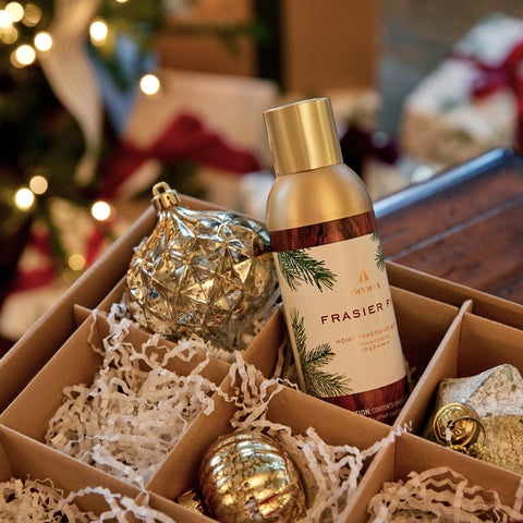 Thymes Frasier Fir living room mist creates an instant piney ambiance.