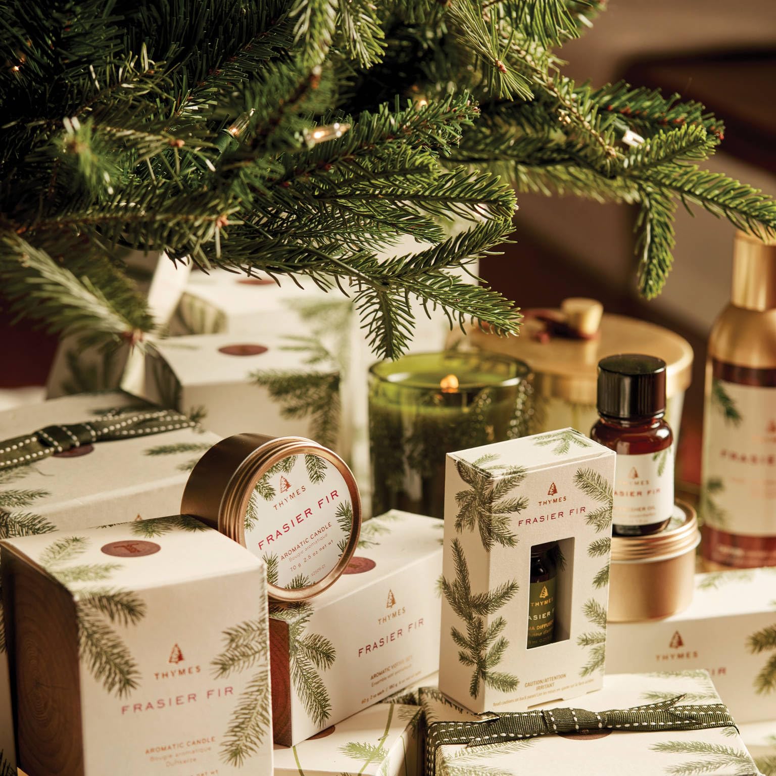 Thymes Frasier Fir Refresher Oil used with lamp ring diffuser for scent.
