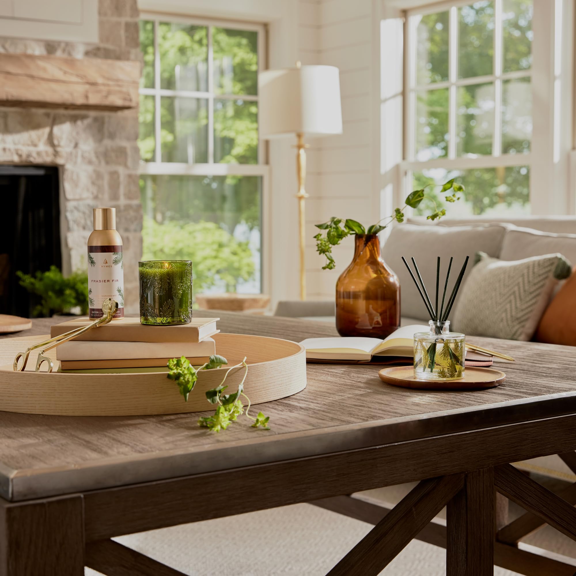 Thymes Frasier Fir kitchen and bathroom air spray freshens spaces with pine notes.