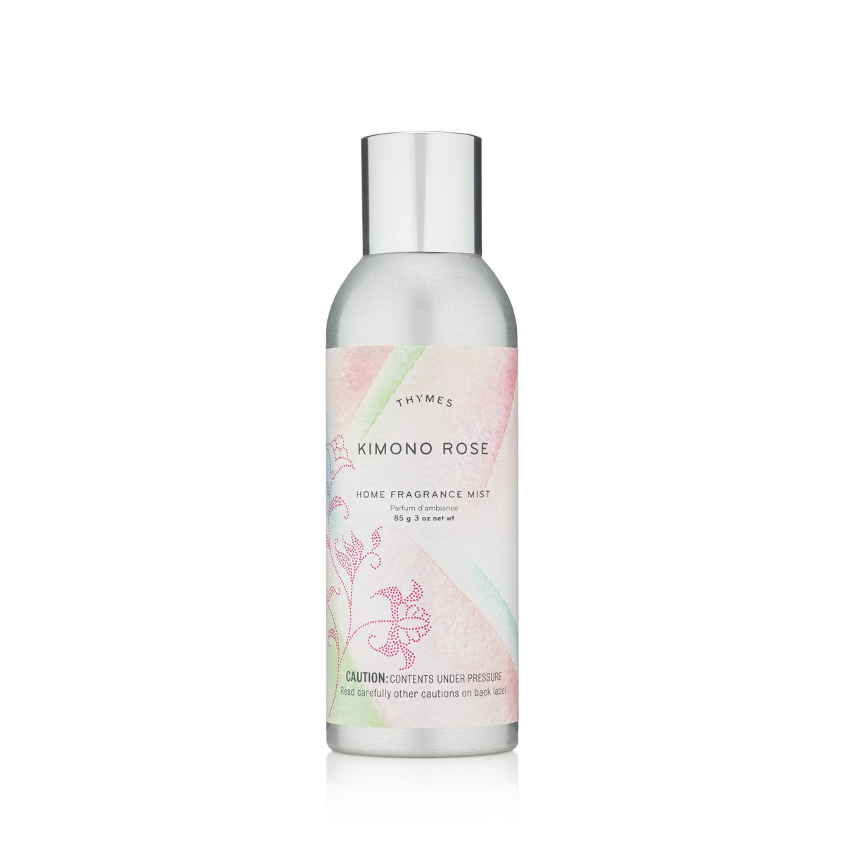 Thymes Kimono Rose fragrance mist bottle to refresh living spaces with floral notes.