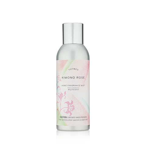 Thymes Kimono Rose fragrance mist bottle to refresh living spaces with floral notes.