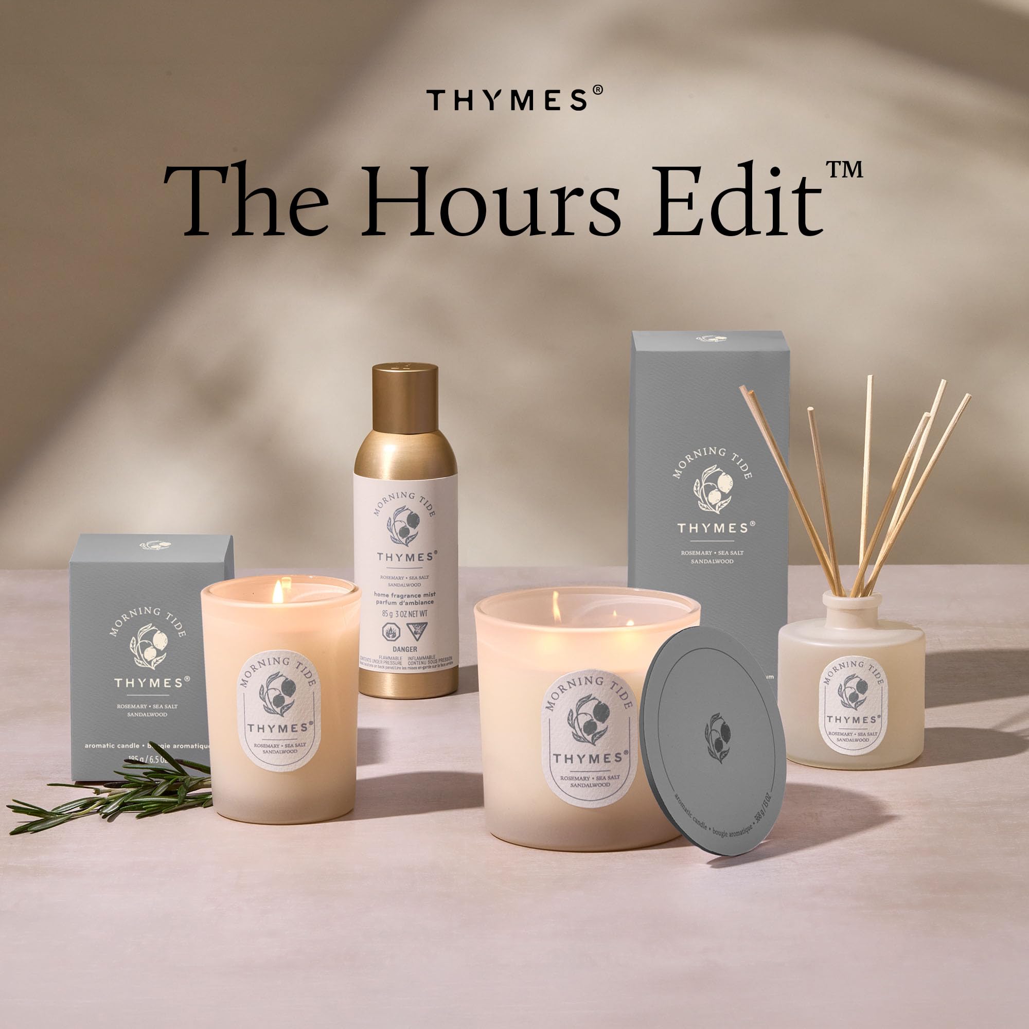 Thymes Morning Tide in a living room scene conveys a subtle daily aroma