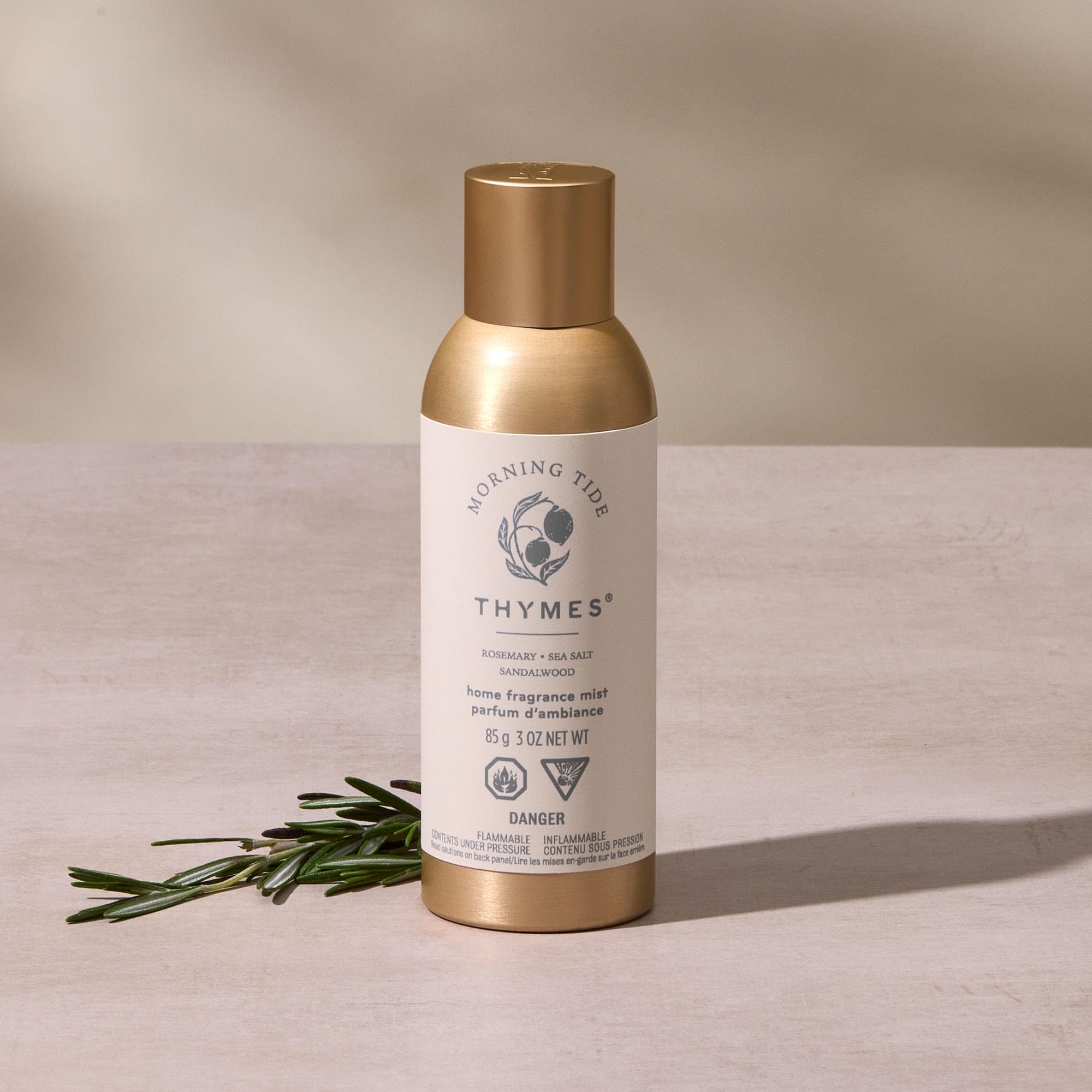 Thymes Morning Tide spray demonstrates quick room refresh with a clean aroma