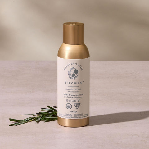 Thymes Morning Tide spray demonstrates quick room refresh with a clean aroma