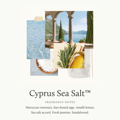 Cyprus Sea Salt refill showing notes of rosemary and lemon for coastal ambiance