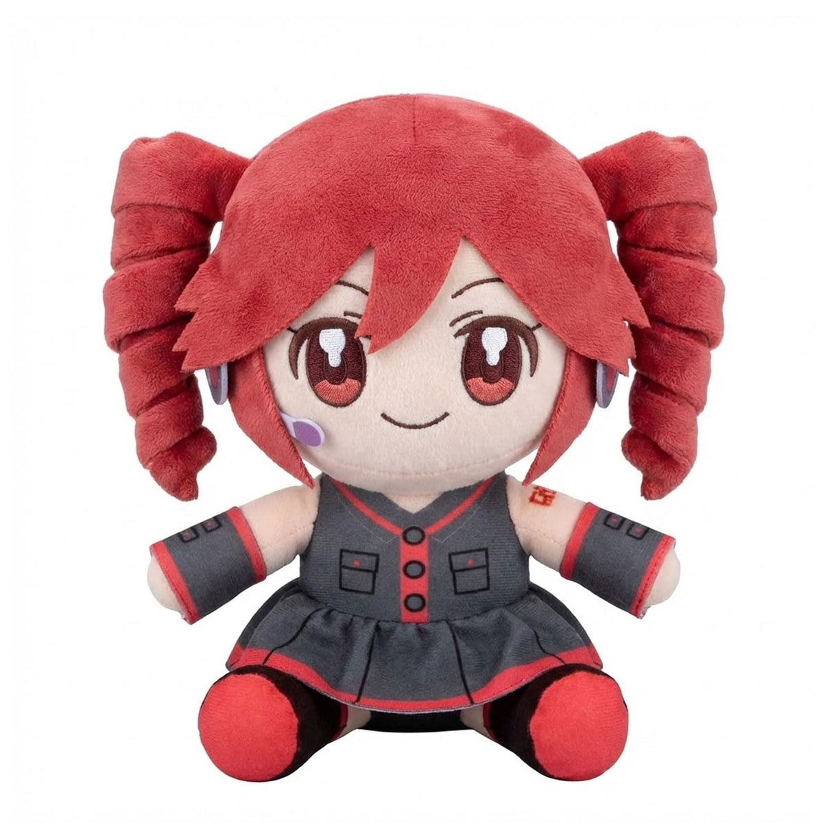 Thyubi collectible pink drill twin-tail plush front view shows vivid 3D hair detail for display