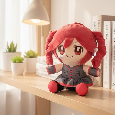 Thyubi pink drill twin-tail plush side view highlights durable, huggable softness for cuddling