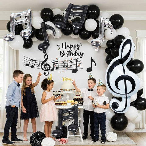 TiAaihion black eighth-note balloon 18 inch themed party accent