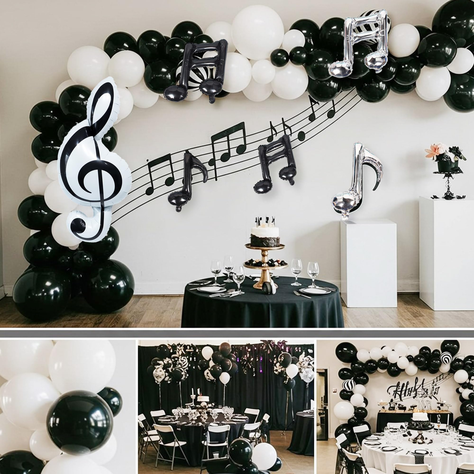 TiAaihion black musical-note latex 12 inch for garlands