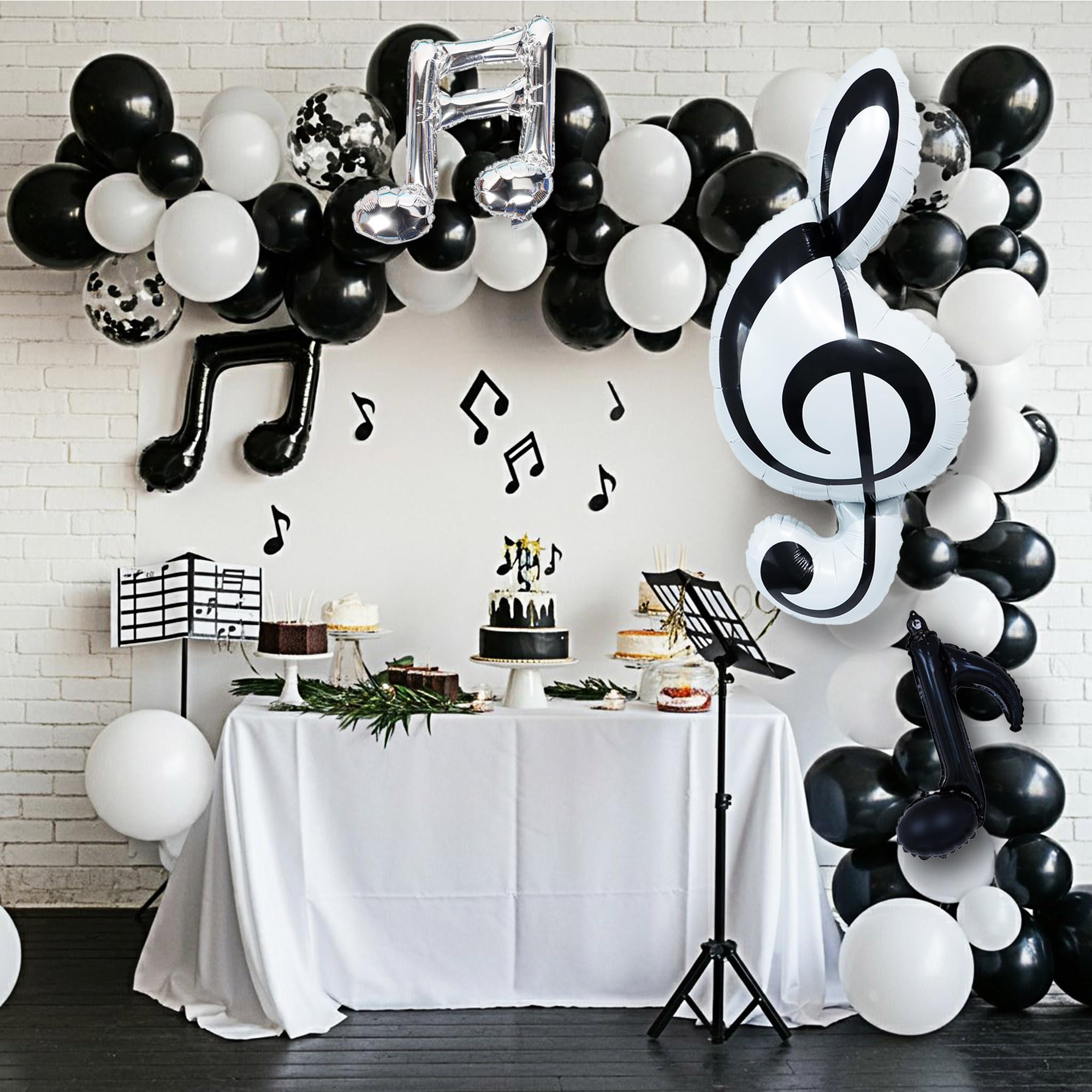 TiAaihion black sixteenth-note balloon 18 inch rhythm inspired display