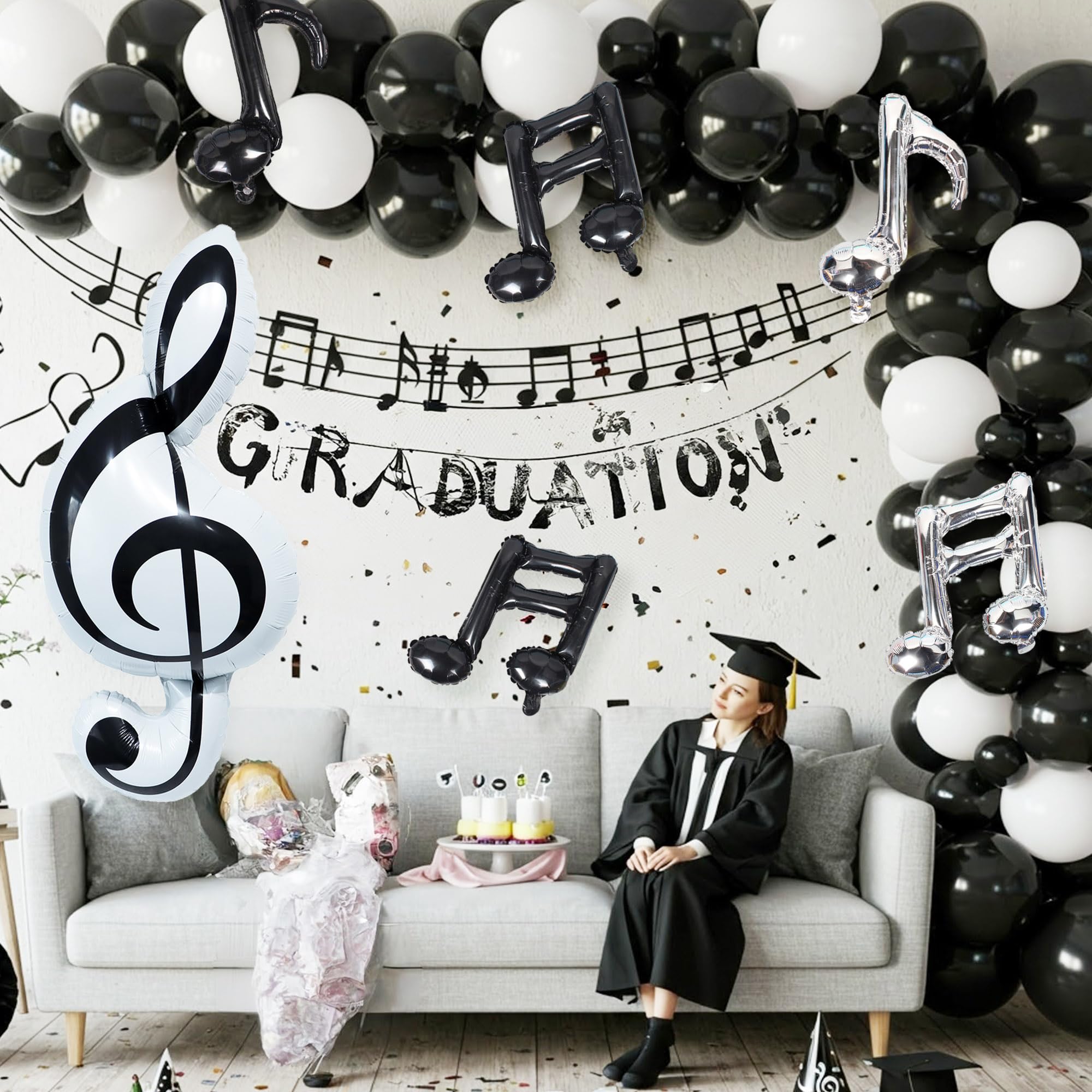 TiAaihion silver sixteenth-note balloon 18 inch dynamic decor
