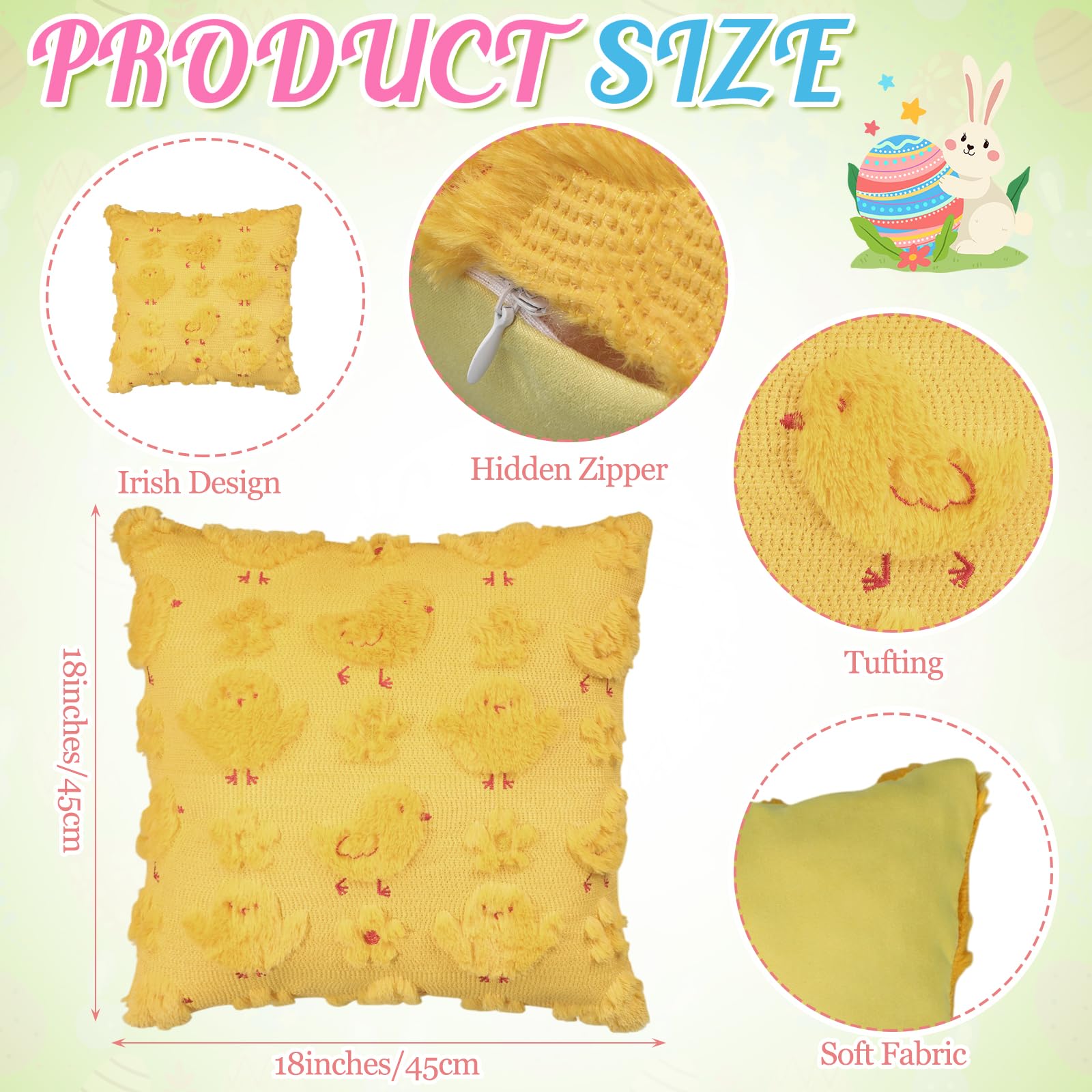 Tiamon 3D embroidered Easter patterns bring texture to sofa cushions.