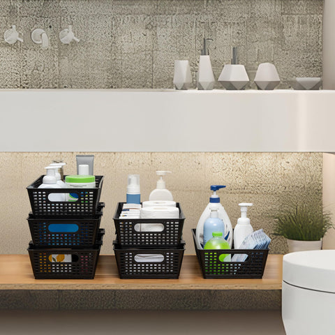 Tiawudi basket under sink keeps cleaning tools tidy.